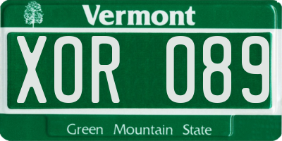 VT license plate XOR089