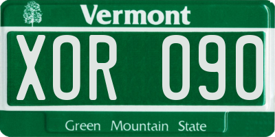 VT license plate XOR090