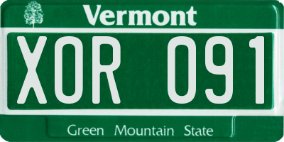 VT license plate XOR091