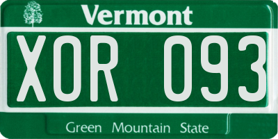 VT license plate XOR093