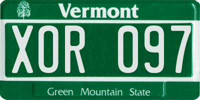 VT license plate XOR097