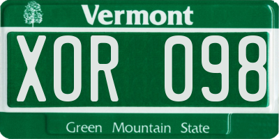 VT license plate XOR098