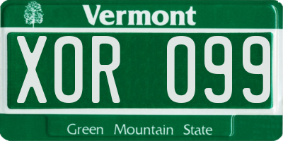VT license plate XOR099
