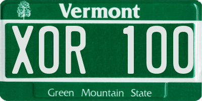 VT license plate XOR100