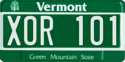 VT license plate XOR101