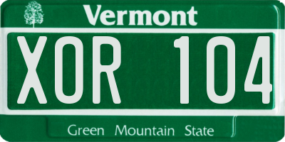 VT license plate XOR104