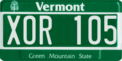 VT license plate XOR105