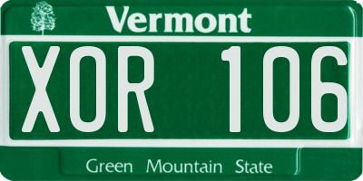 VT license plate XOR106