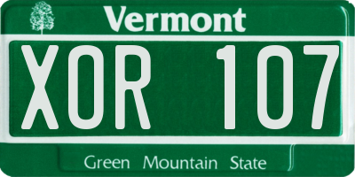VT license plate XOR107