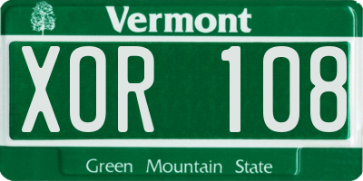 VT license plate XOR108