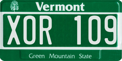 VT license plate XOR109