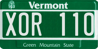VT license plate XOR110
