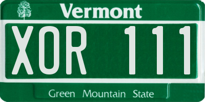 VT license plate XOR111
