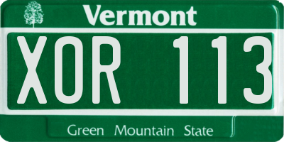 VT license plate XOR113