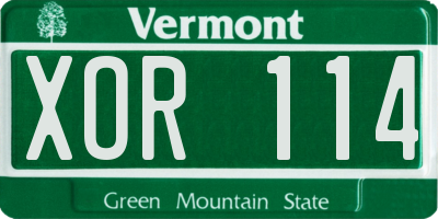 VT license plate XOR114