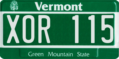 VT license plate XOR115