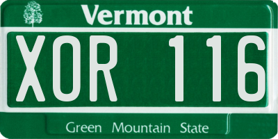 VT license plate XOR116