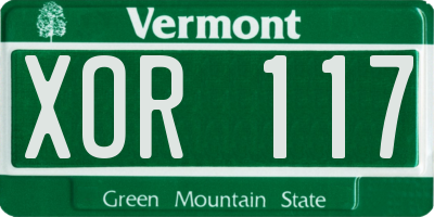 VT license plate XOR117