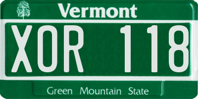 VT license plate XOR118