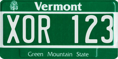 VT license plate XOR123