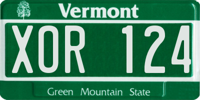 VT license plate XOR124