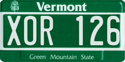 VT license plate XOR126