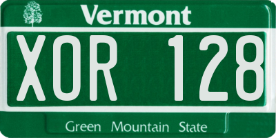 VT license plate XOR128