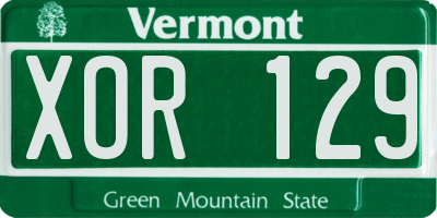 VT license plate XOR129
