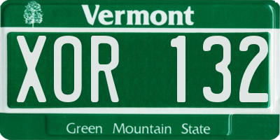 VT license plate XOR132