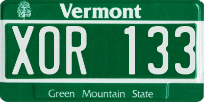 VT license plate XOR133