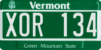 VT license plate XOR134