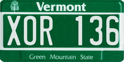 VT license plate XOR136