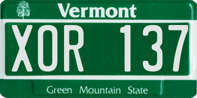 VT license plate XOR137