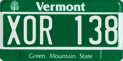VT license plate XOR138