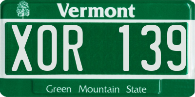 VT license plate XOR139