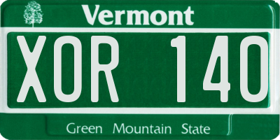 VT license plate XOR140