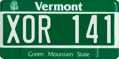 VT license plate XOR141