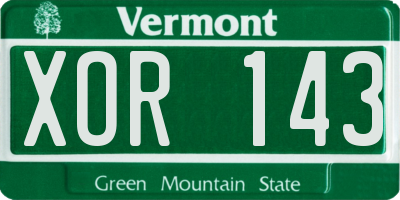 VT license plate XOR143