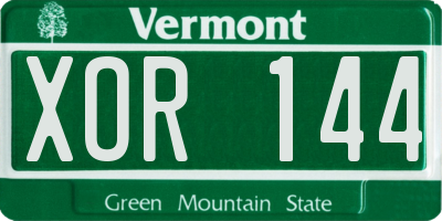 VT license plate XOR144