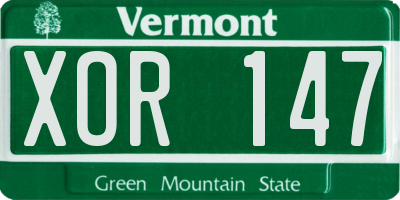 VT license plate XOR147
