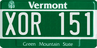 VT license plate XOR151