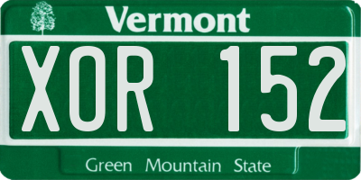 VT license plate XOR152
