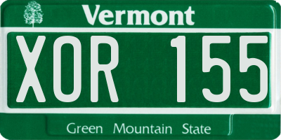 VT license plate XOR155