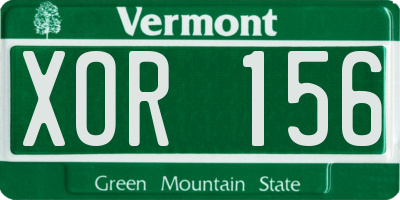 VT license plate XOR156