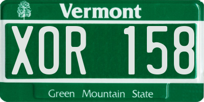 VT license plate XOR158