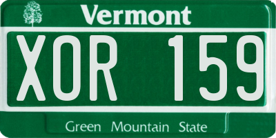 VT license plate XOR159