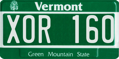 VT license plate XOR160