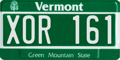 VT license plate XOR161