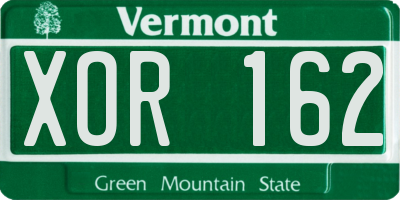 VT license plate XOR162