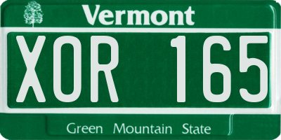VT license plate XOR165